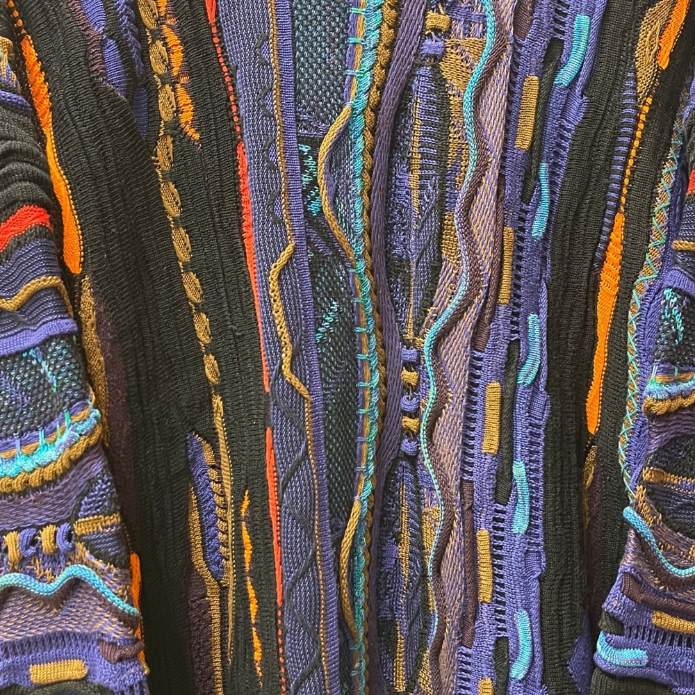 Vintage Tundra Men's Large Textured Sweater 3D Coogi Style Hip Hop Canada 90's - Picture 3 of 14